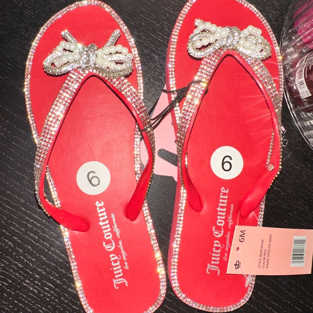 SOLD Couture Red Embellished Women's bow Sandals